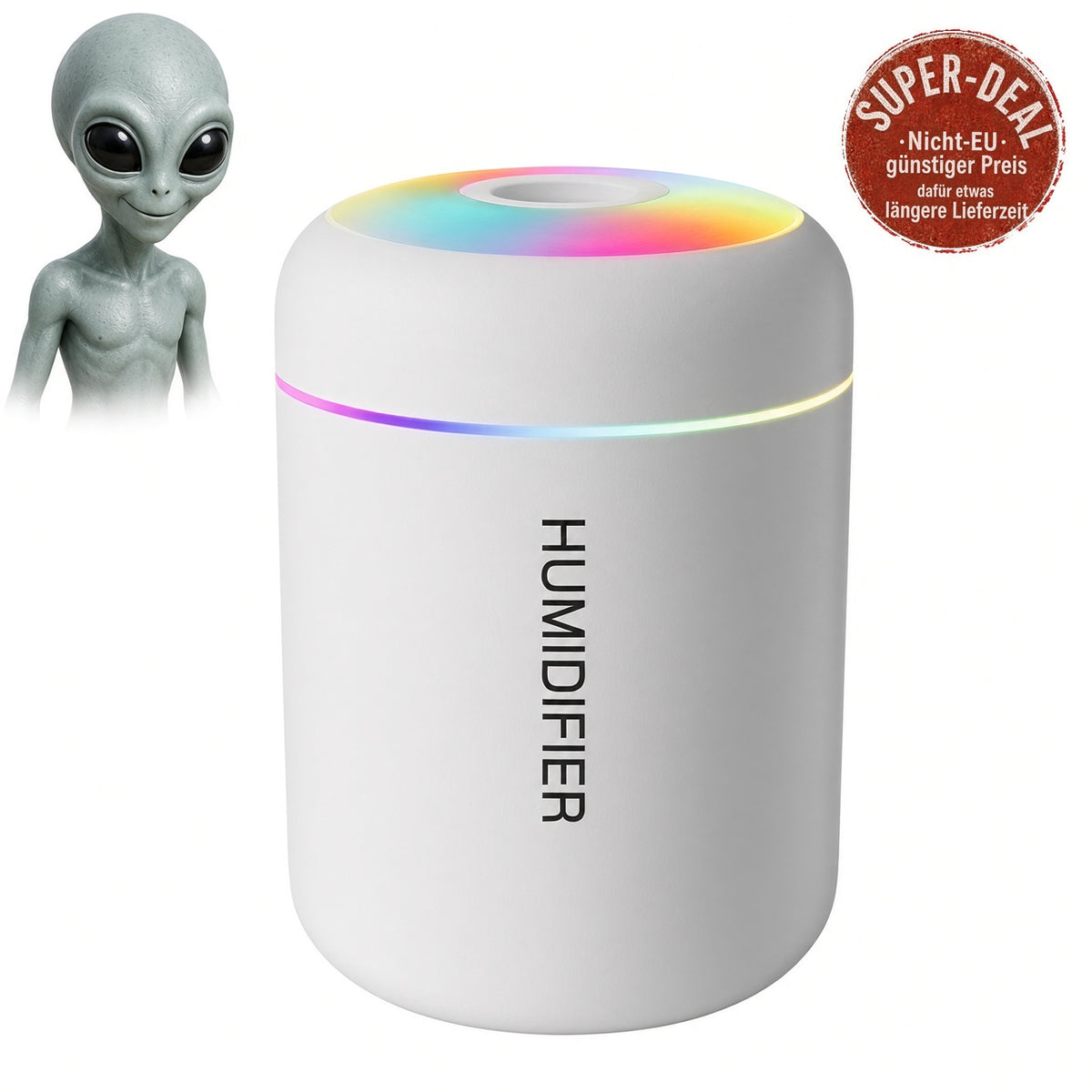 Mini-Luftbefeuchter 180 ml USB mit Farblicht