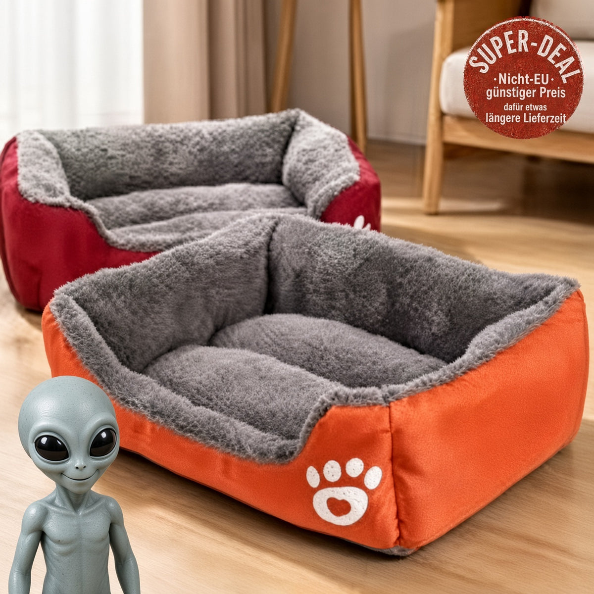 Hundebett Plüsch mit Rand
