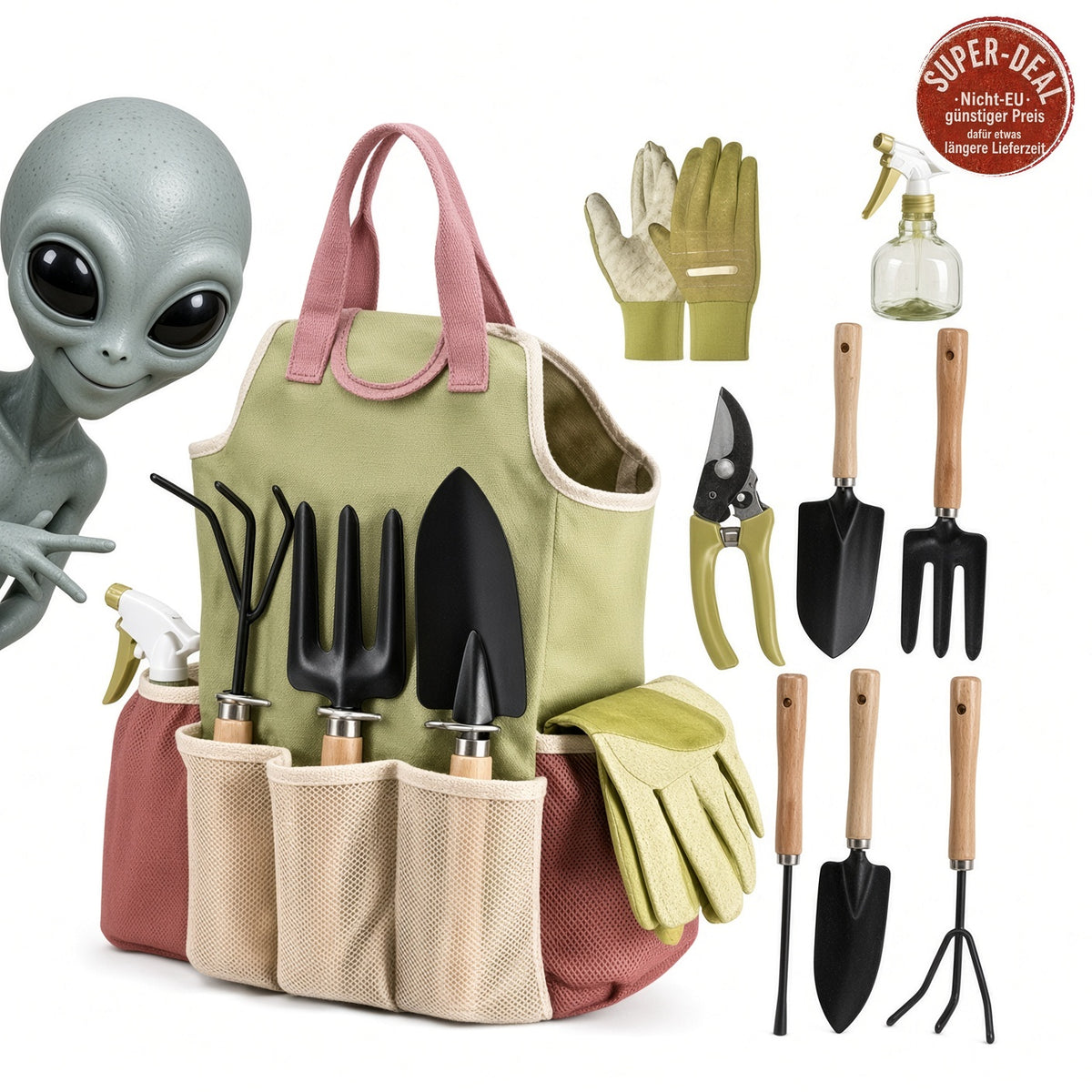 Gartengeräte-Set 9-teilig mit Tasche