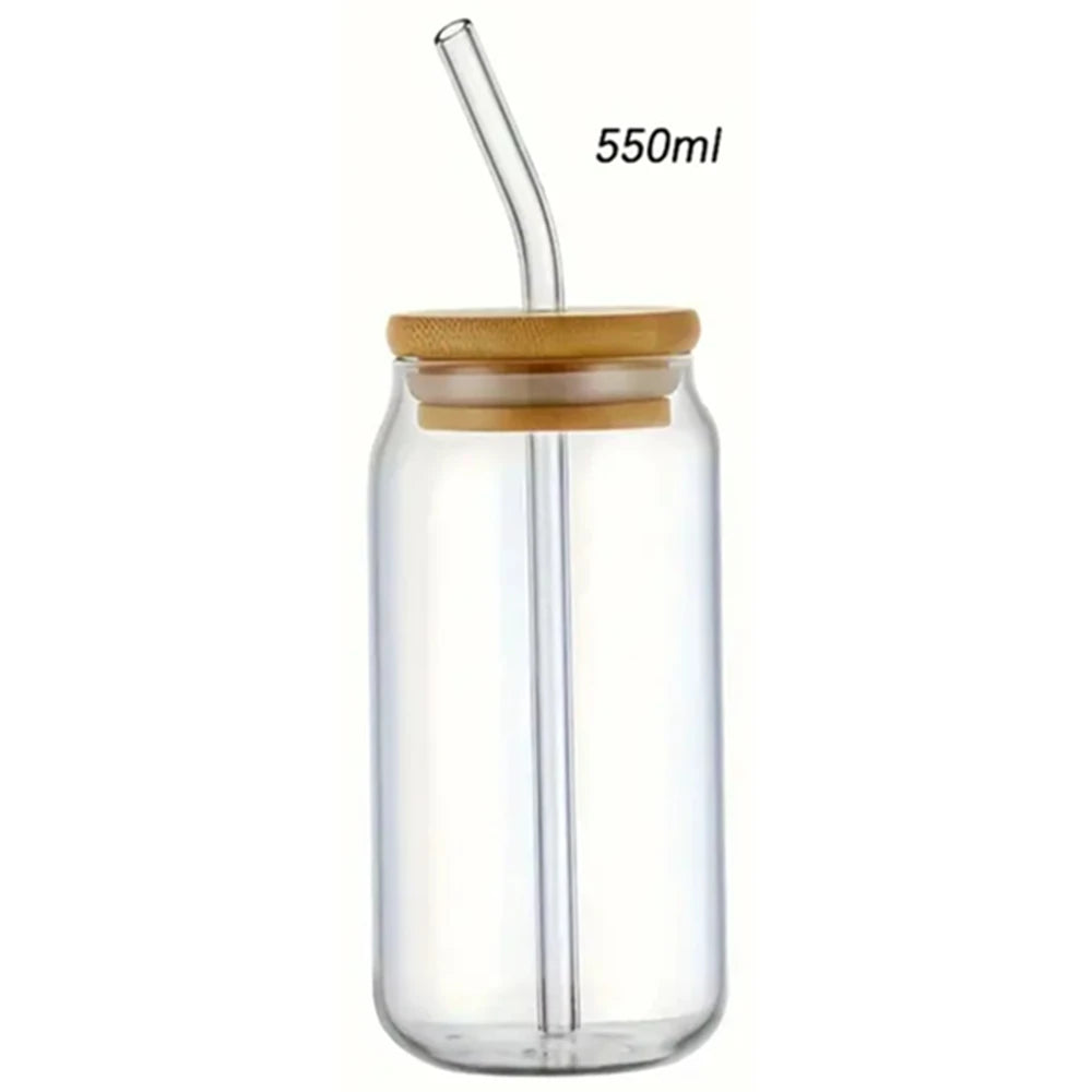 Glasbecher 550 ml mit Bambusdeckel