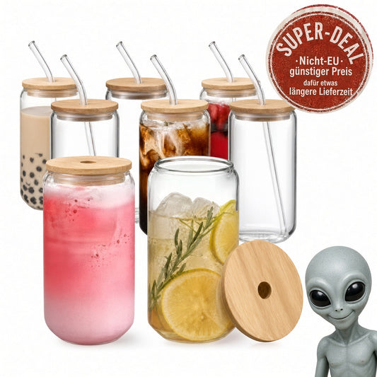 Glasbecher 550 ml mit Bambusdeckel