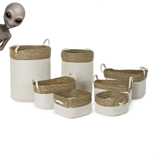 Korb-Set DKD Naturfaser weiß braun