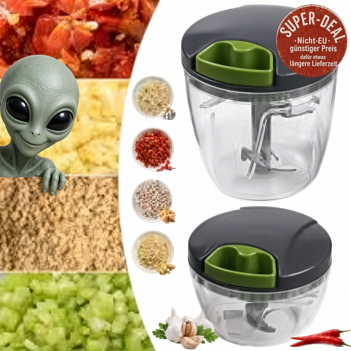 Manueller Lebensmittelzerkleinerer mit Zugseil